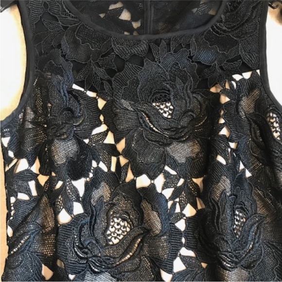 White House Black Market Womens Sheath Black floral Lace Overlay Dress Sz 2 - Picture 10 of 16